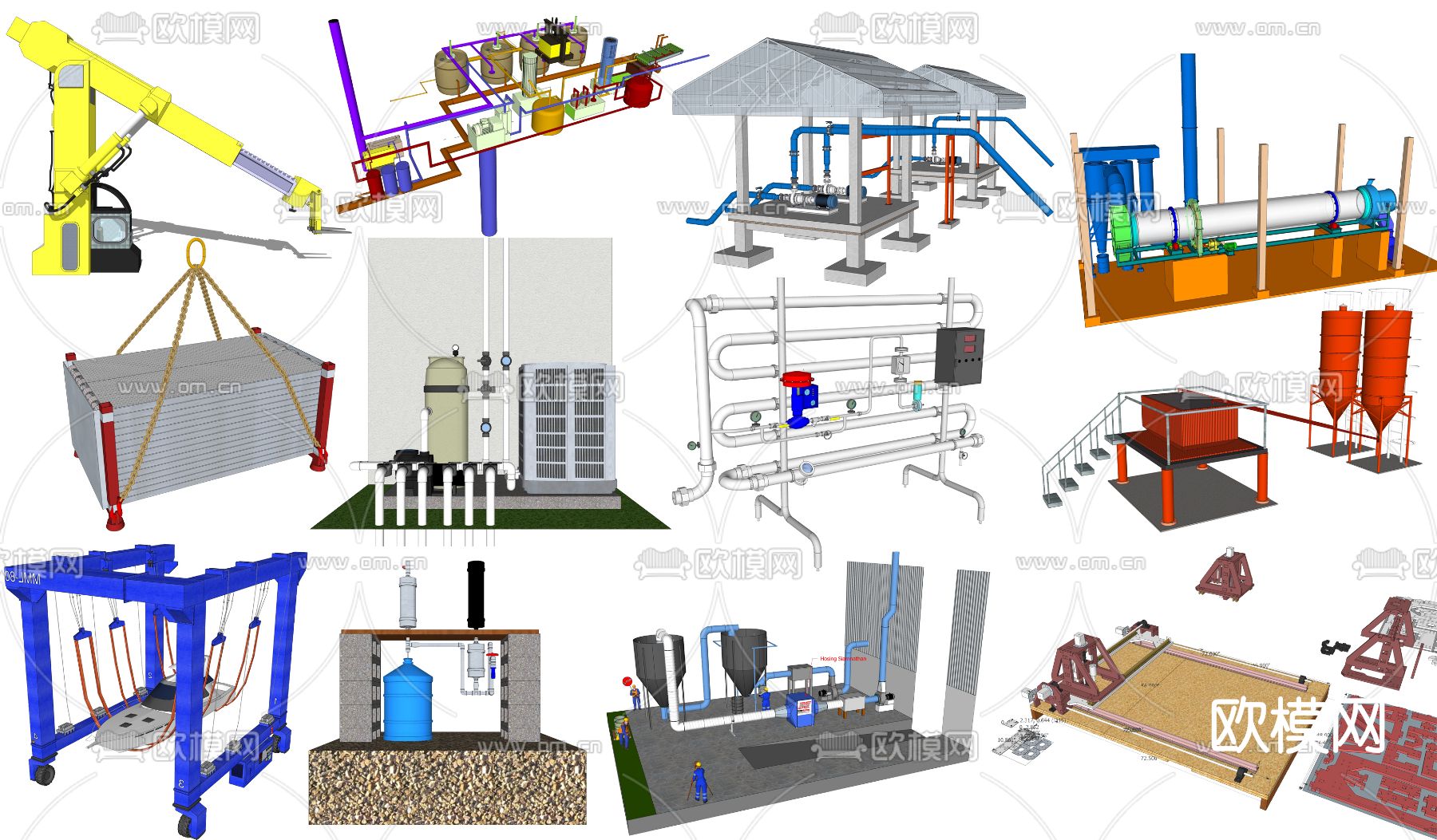 现代管道工业设备su模型下载
