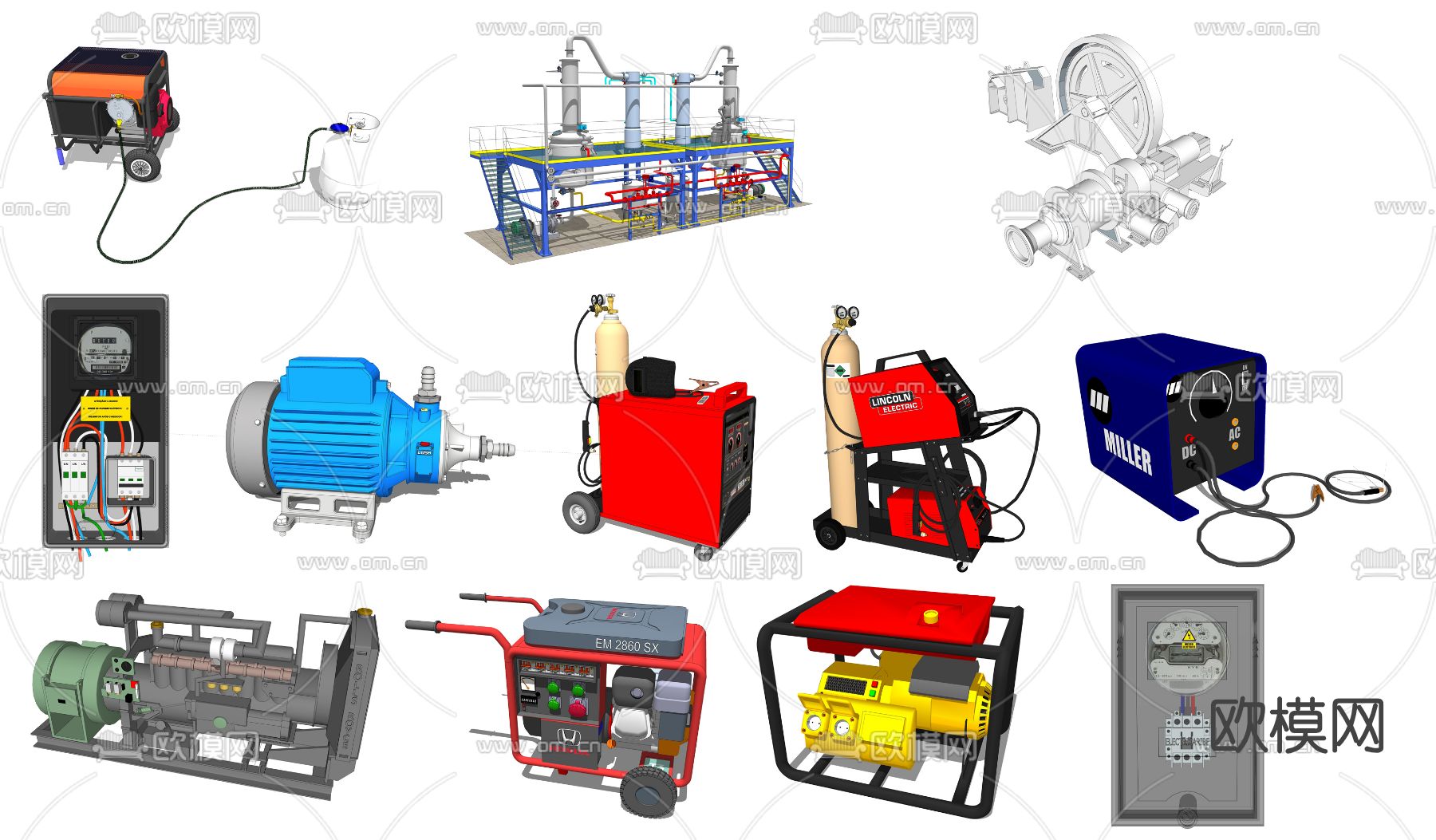 现代卷扬机电焊机工业设备su模型下载