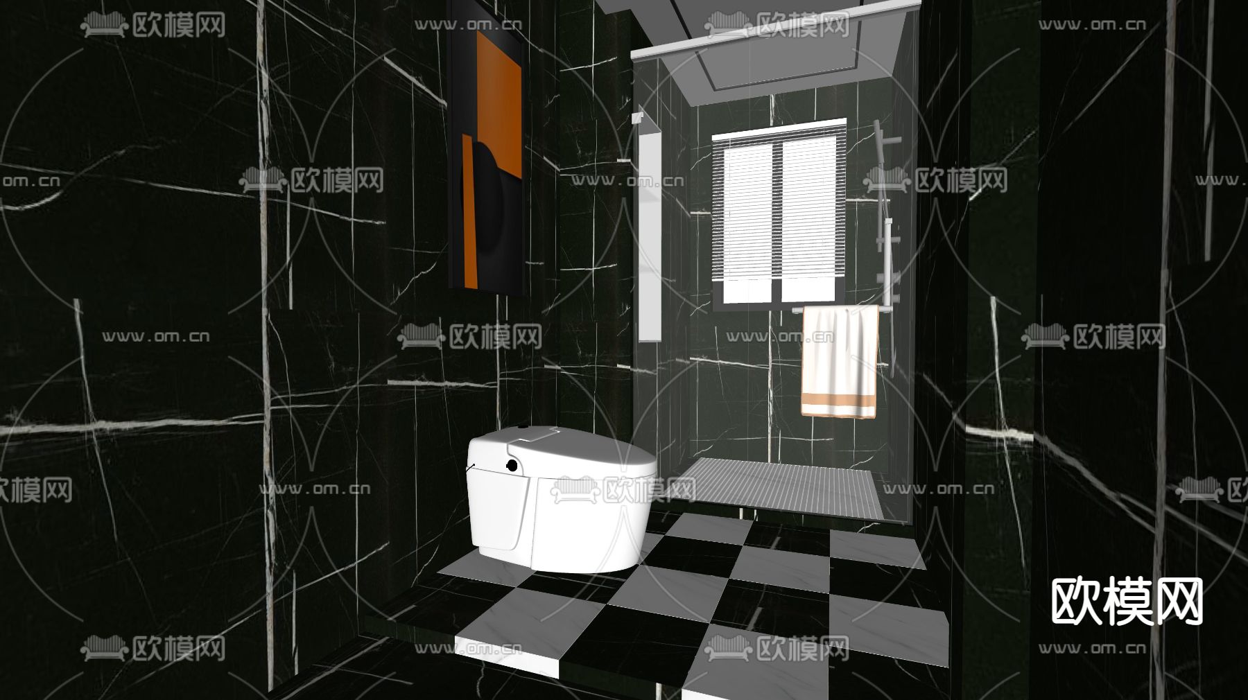 现代卫生间su模型下载（渲染图2）