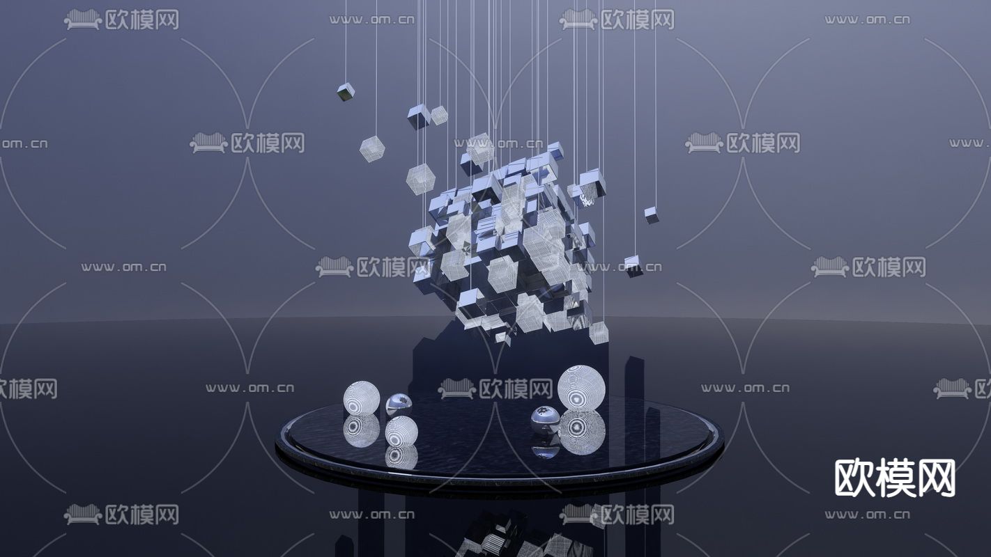 现代景观雕塑su模型下载（渲染图4）
