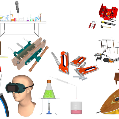  现代工业工具鼓风器su模型 