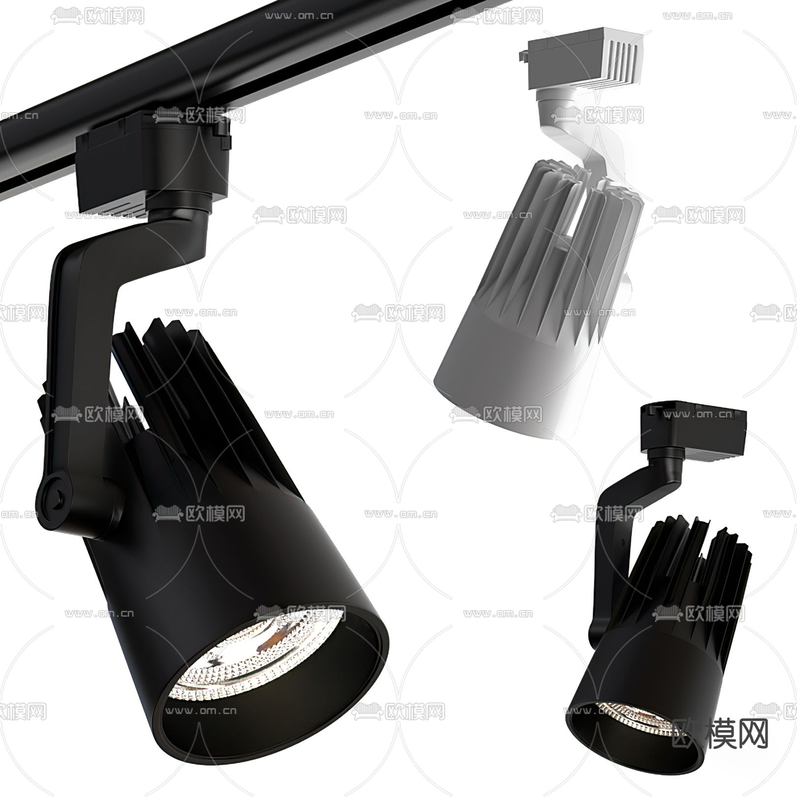 现代轨道射灯筒灯3d模型