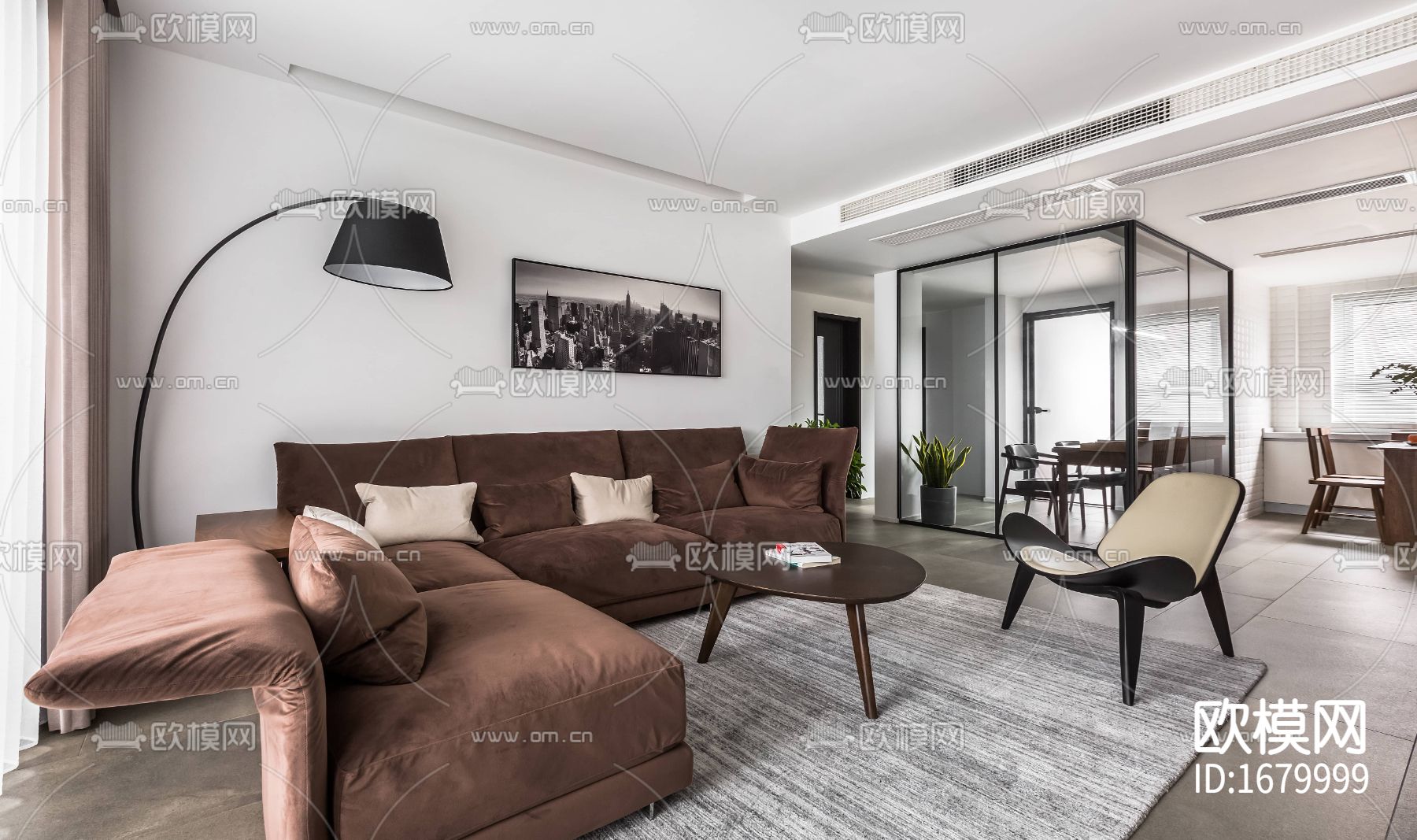 现代简约住宅施工图下载（渲染图7）