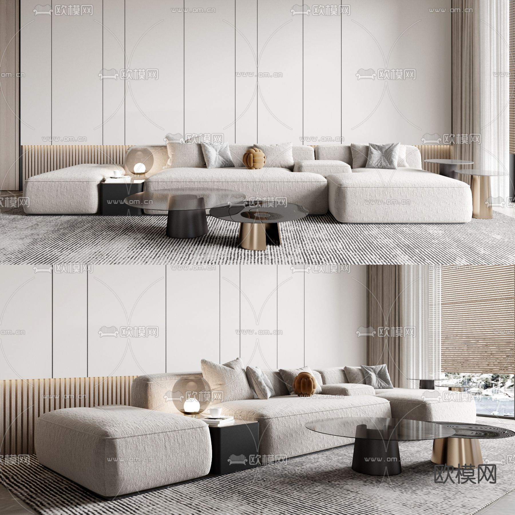 现代布艺转角沙发3d模型下载_ID11483083_3dmax免费模型-欧模网