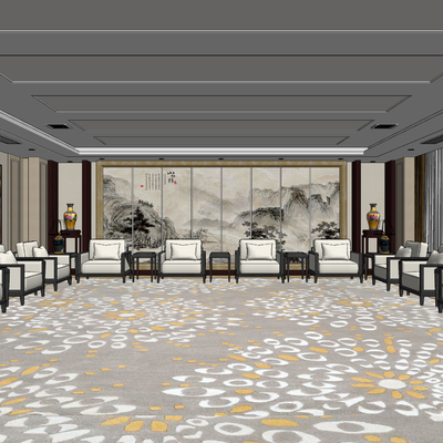  新中式贵宾接待室su模型 