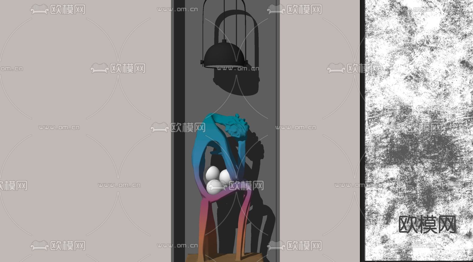 现代雕塑su模型下载（渲染图2）