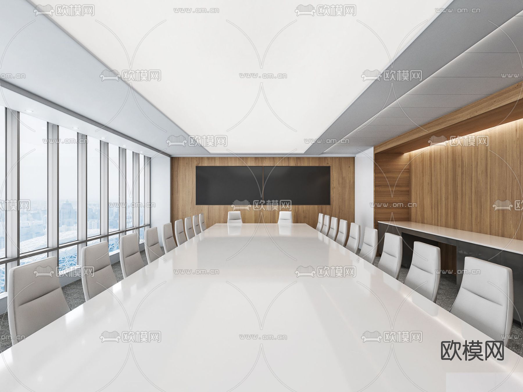 现代会议室免费3d模型下载