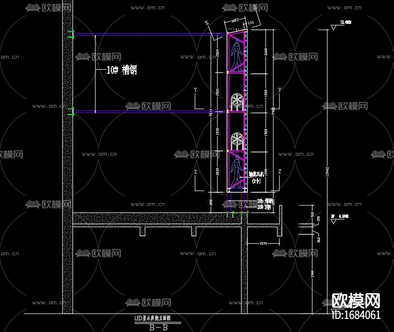 户外LED显示屏结构施工图下载（渲染图4）