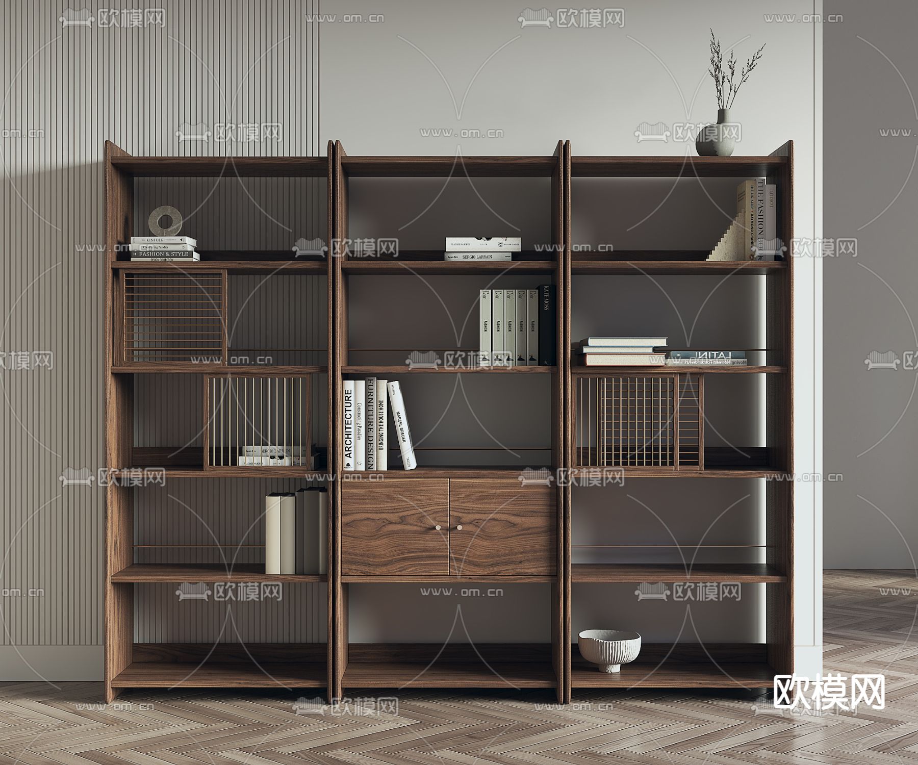 新中式实木书架3d模型