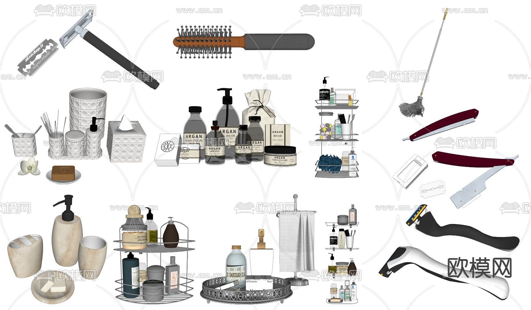 现代梳子剃须刀su模型下载
