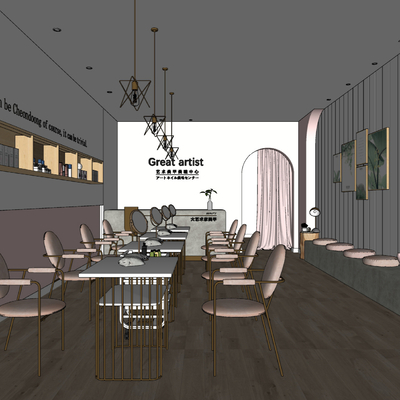  现代美甲店su模型 