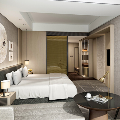  现代酒店双床客房su模型 