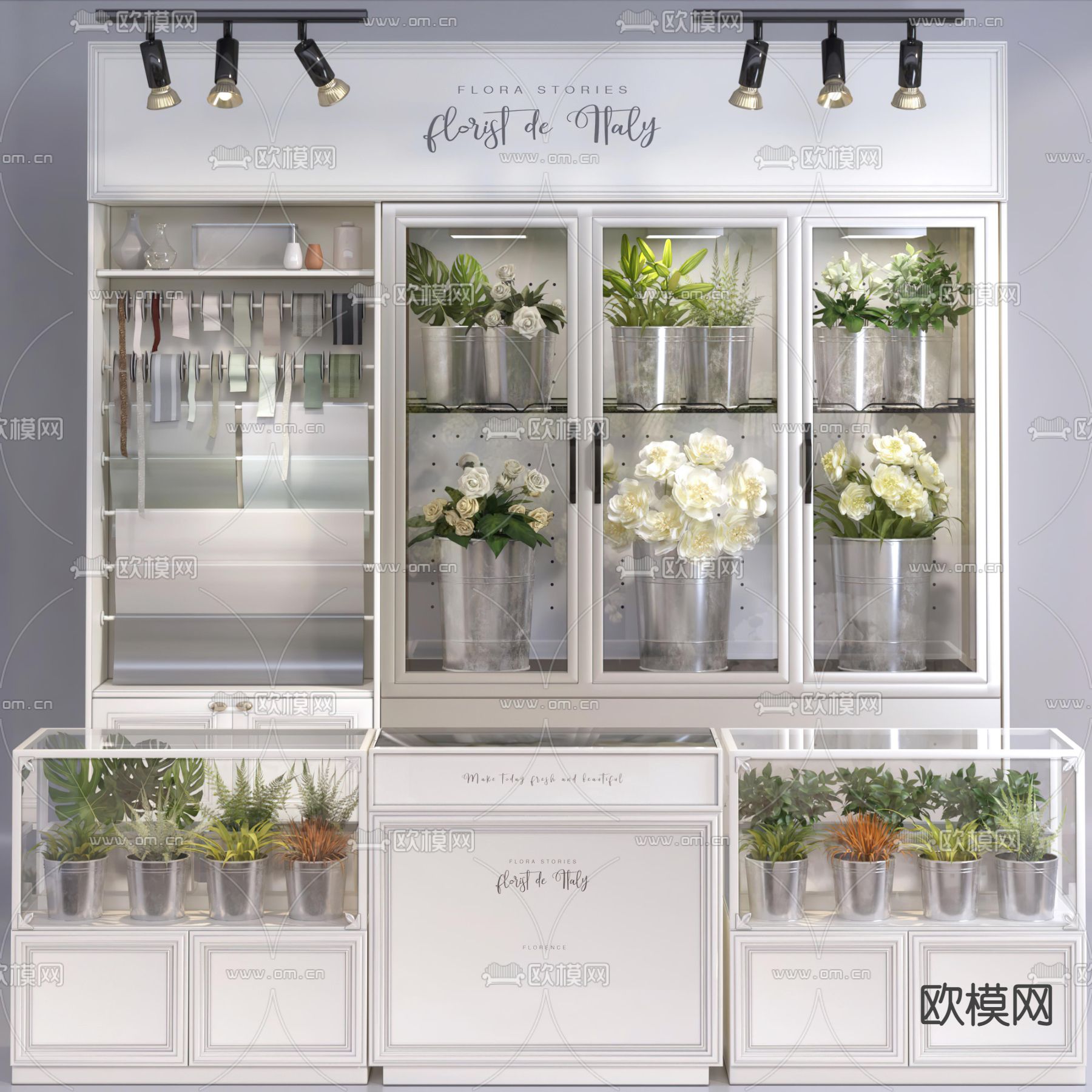 现代花店展示架3d模型下载