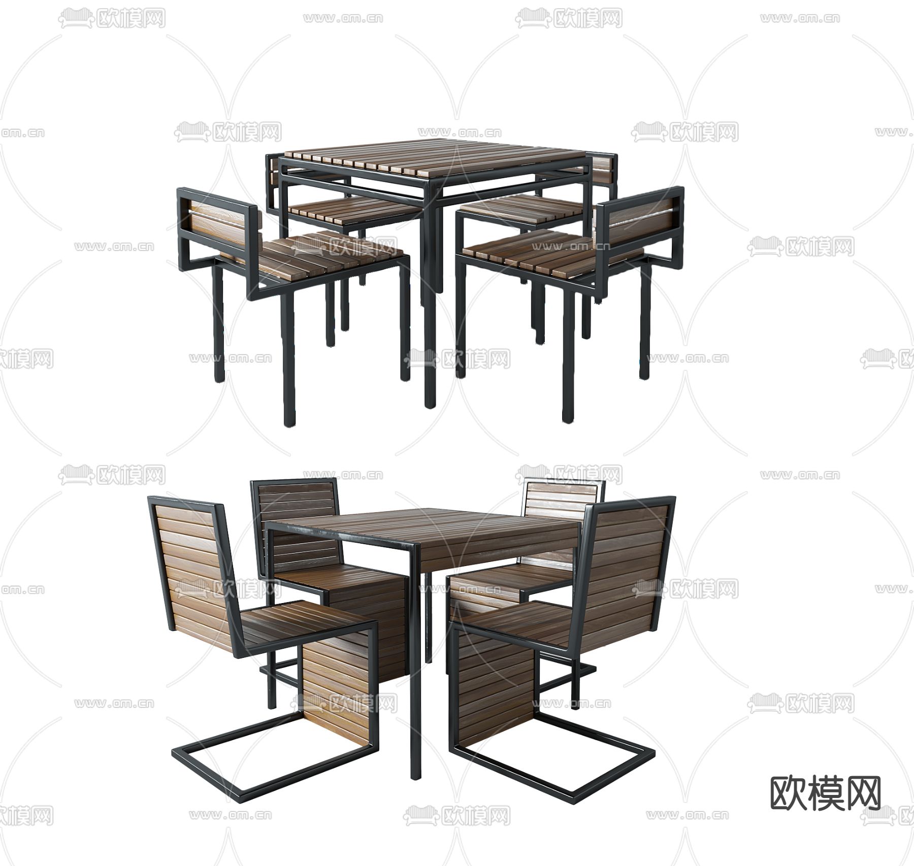 现代户外休闲桌椅3d模型下载