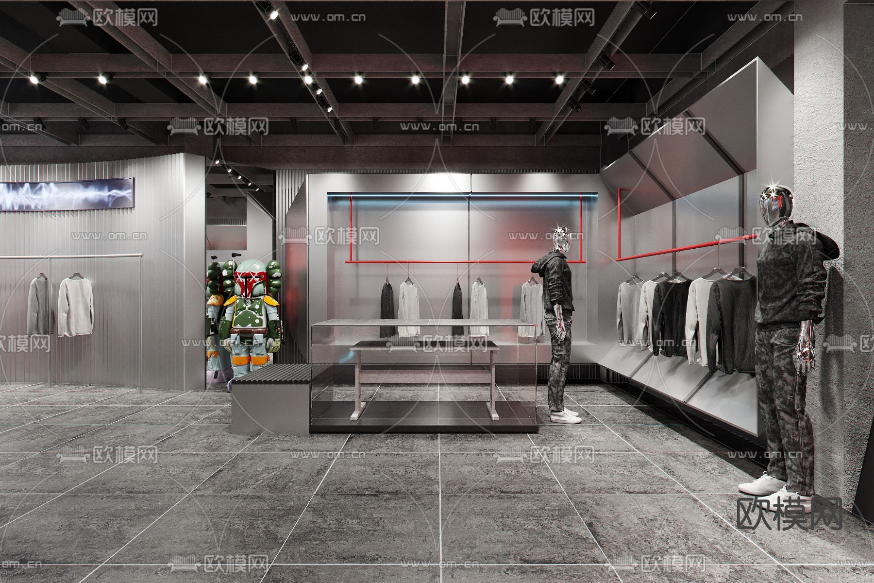 现代潮牌服装店3d模型