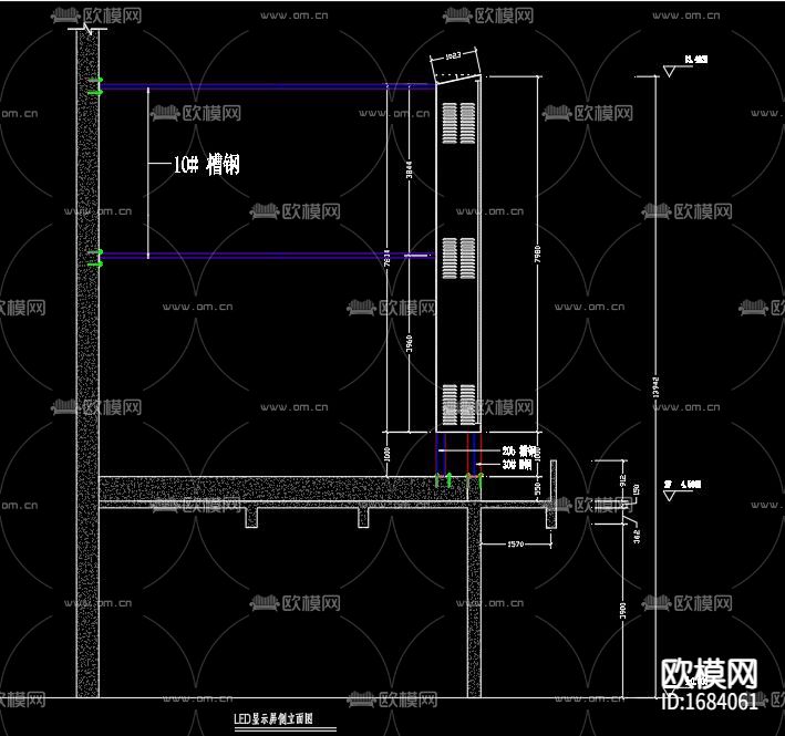 户外LED显示屏结构施工图下载（渲染图5）