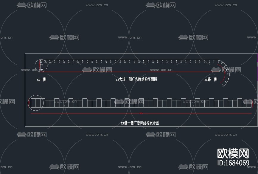某钢结构大型户外广告牌结构设计图下载(渲染图5)