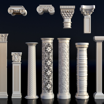 镀金雕花罗马柱3d模型