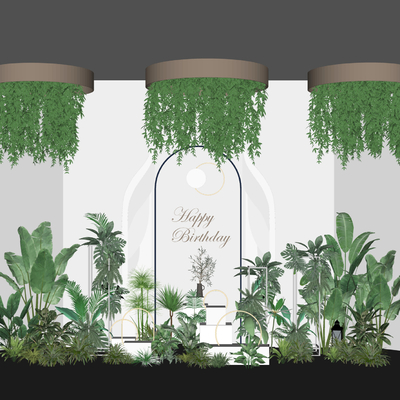  现代绿植堆su模型 