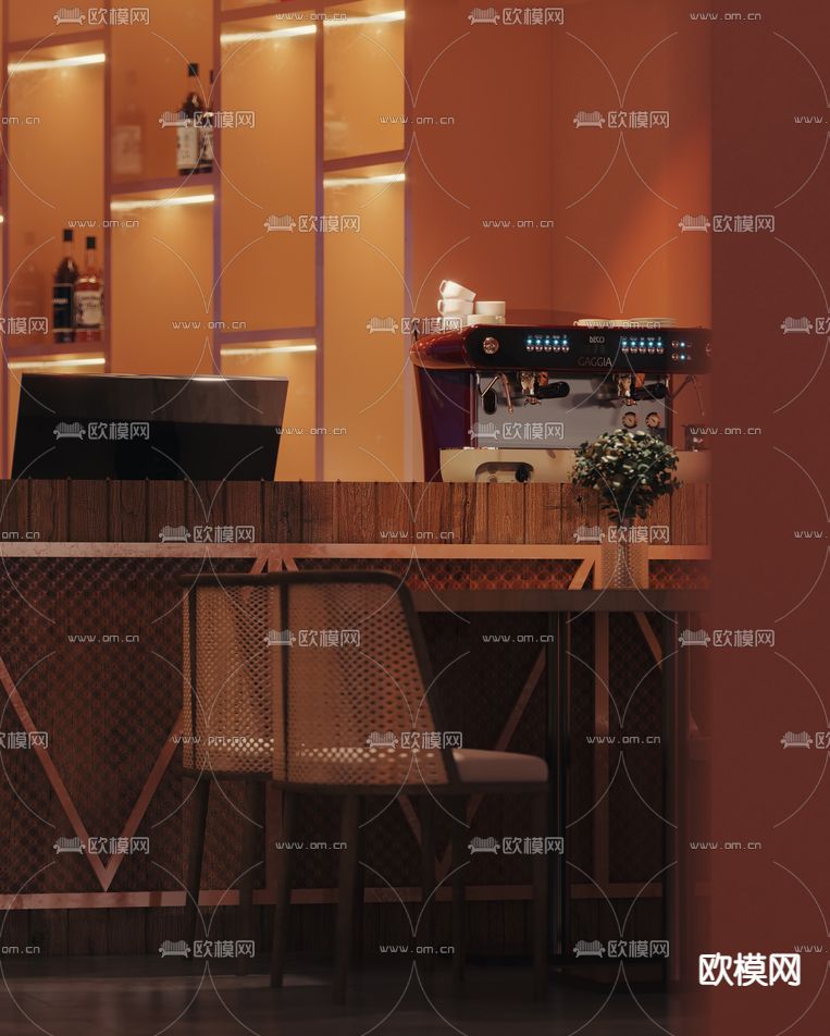 现代轻奢酒吧清吧3d模型下载（渲染图2）