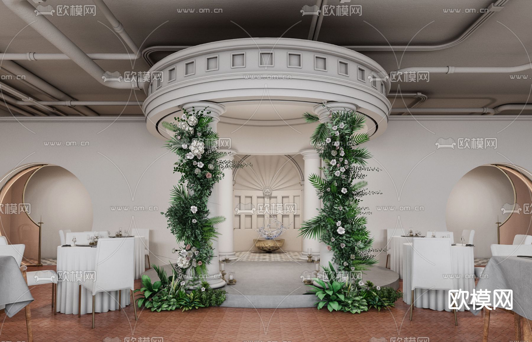 简欧婚礼宴会厅3d模型