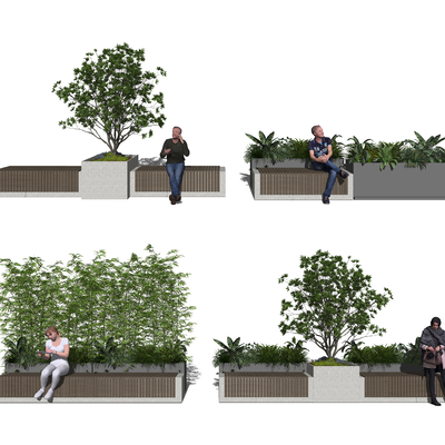  现代户外公用椅su模型 