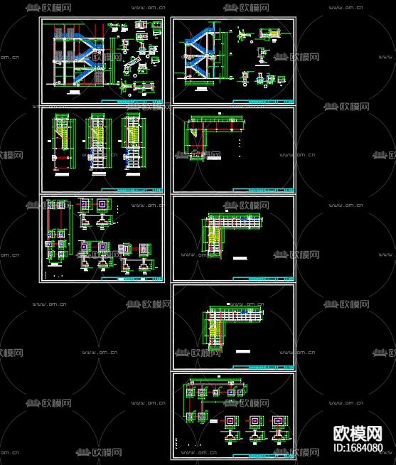室外钢爬梯结构施工图下载（渲染图4）