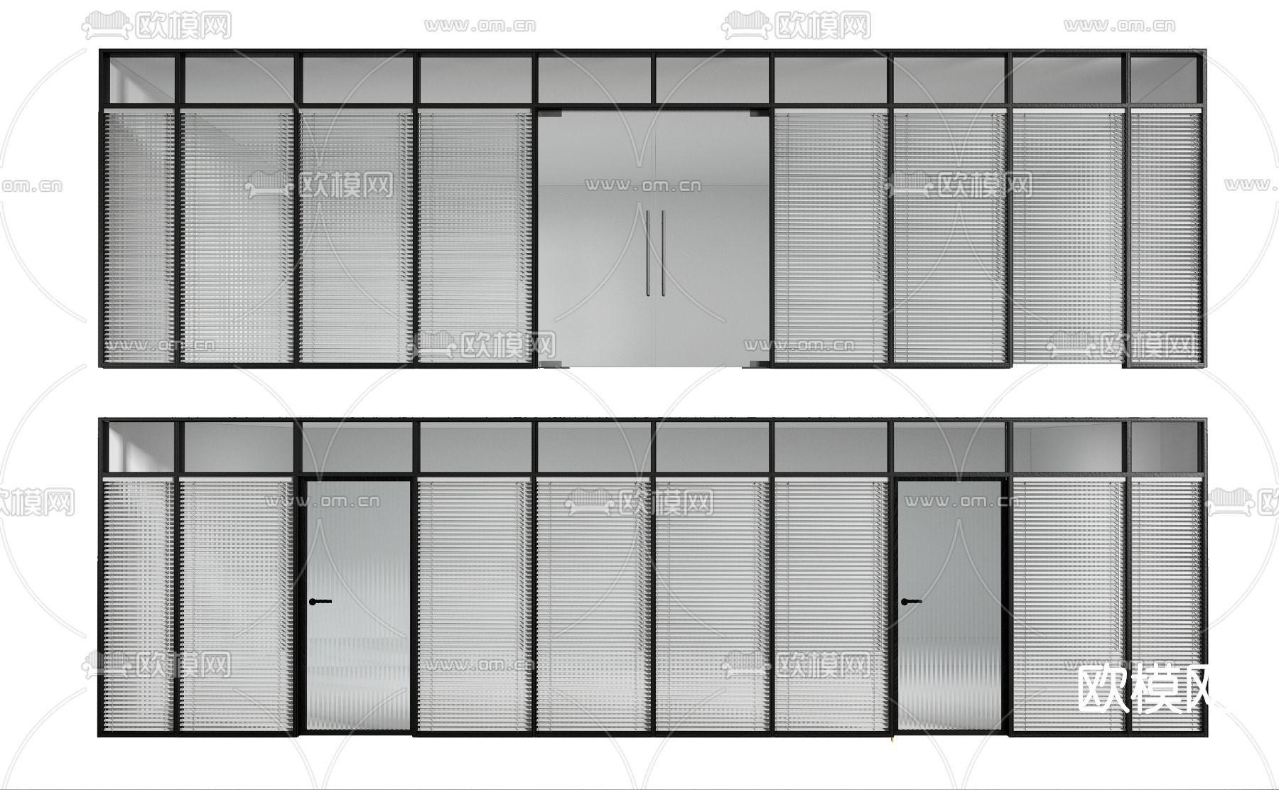 现代玻璃幕墙隔断su模型下载（渲染图1）