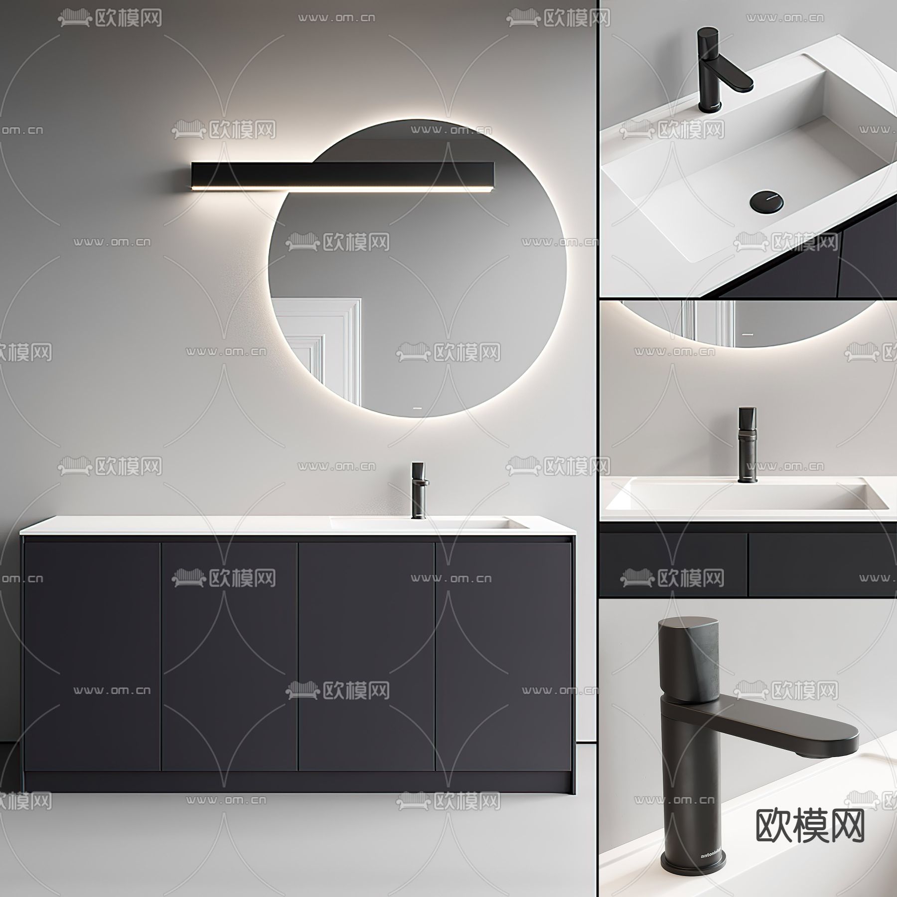 现代浴室柜洗手台3d模型