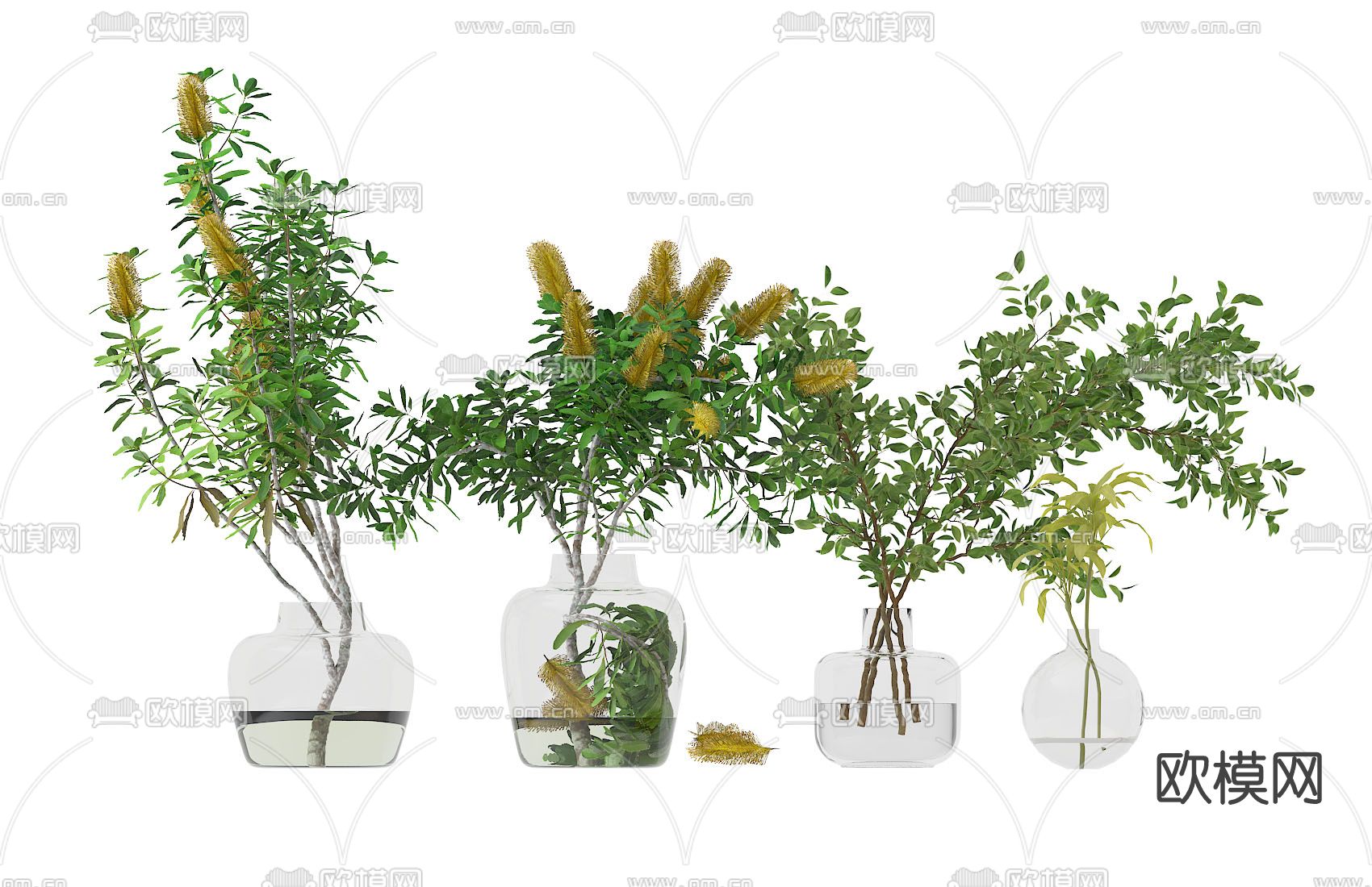 现代水生花瓶花艺3d模型下载