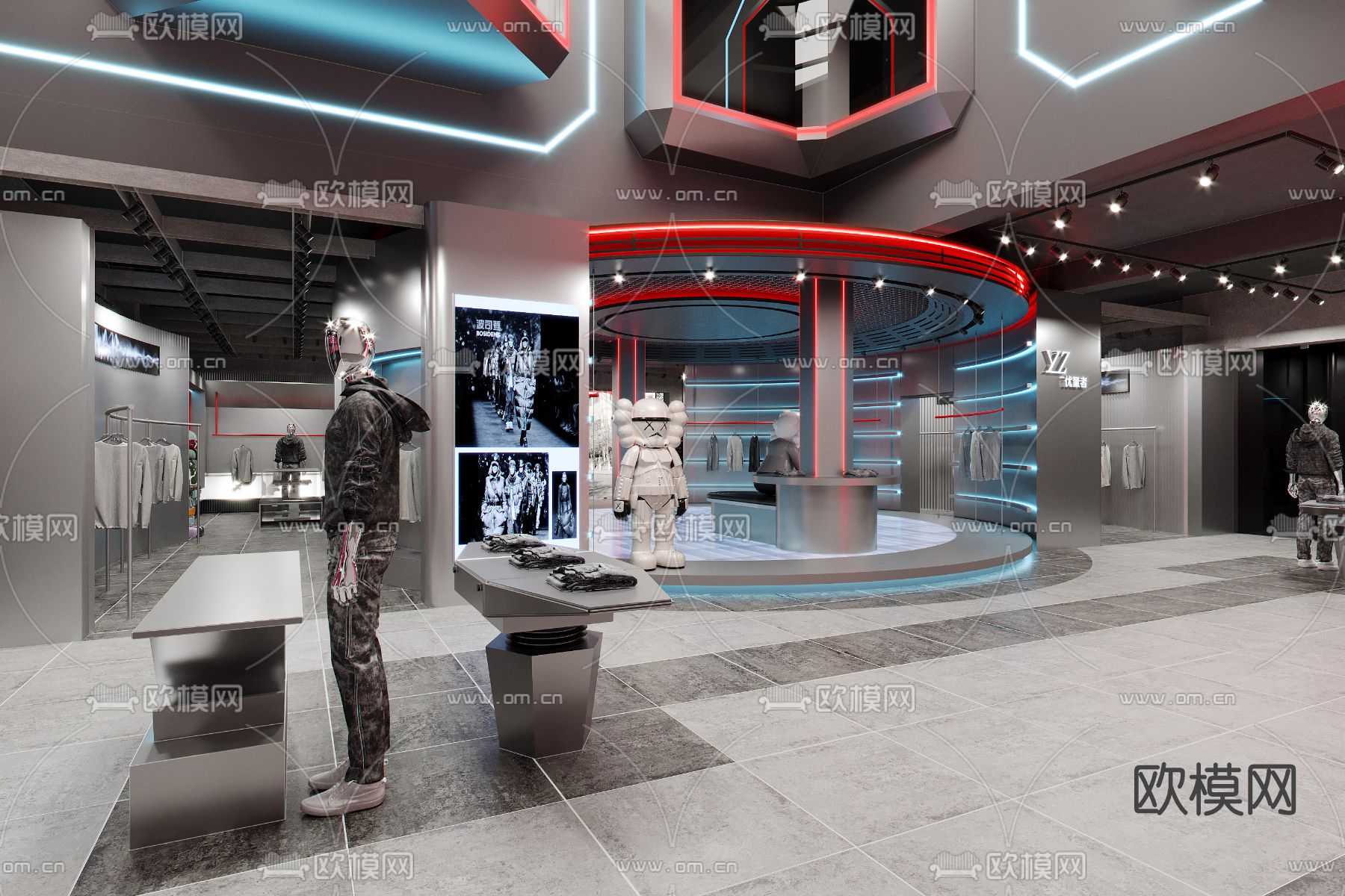 现代潮牌服装店3d模型