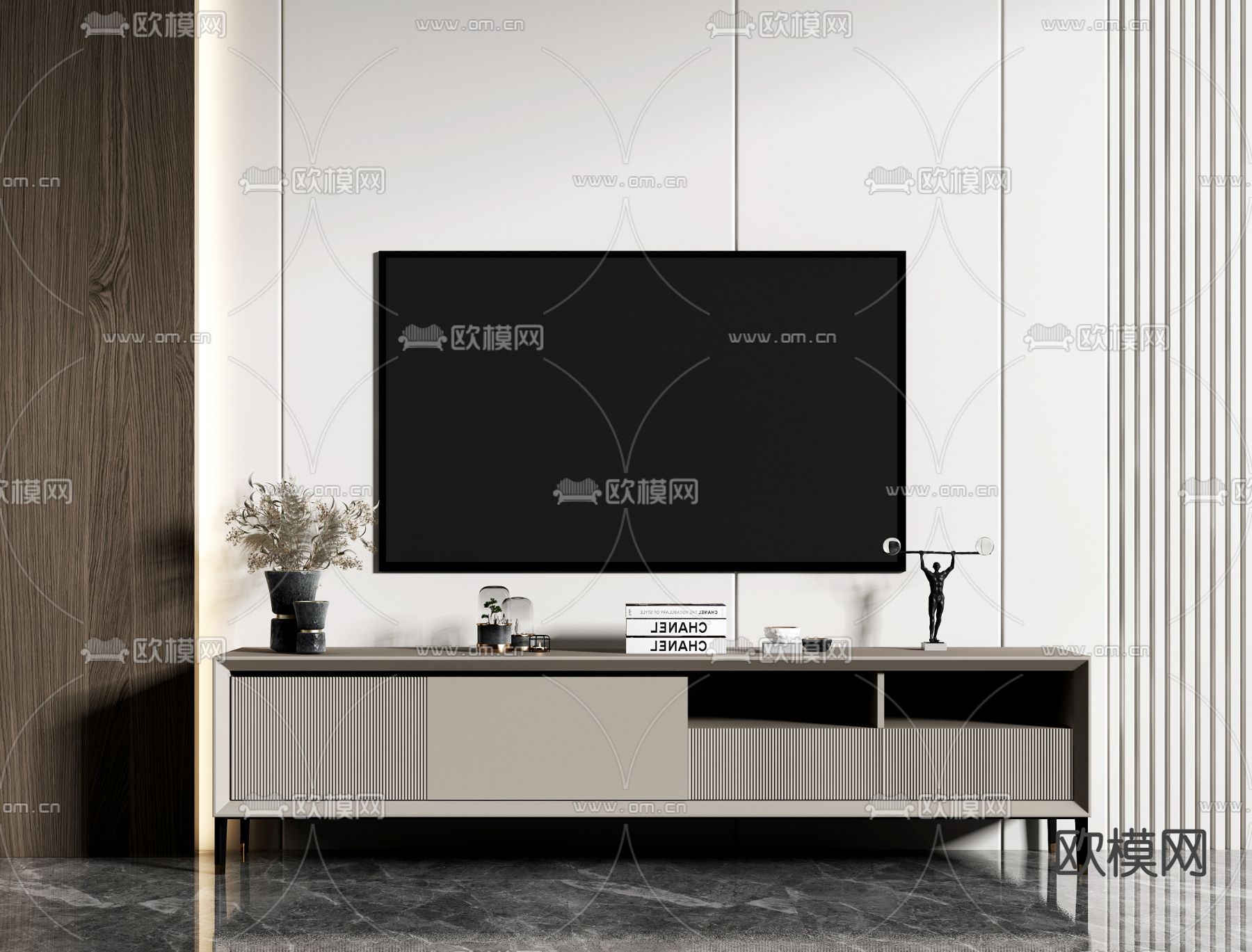 现代电视柜3d模型下载