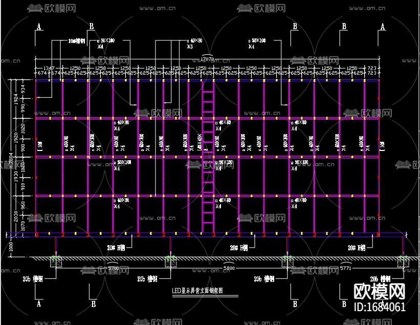 户外LED显示屏结构施工图下载（渲染图1）