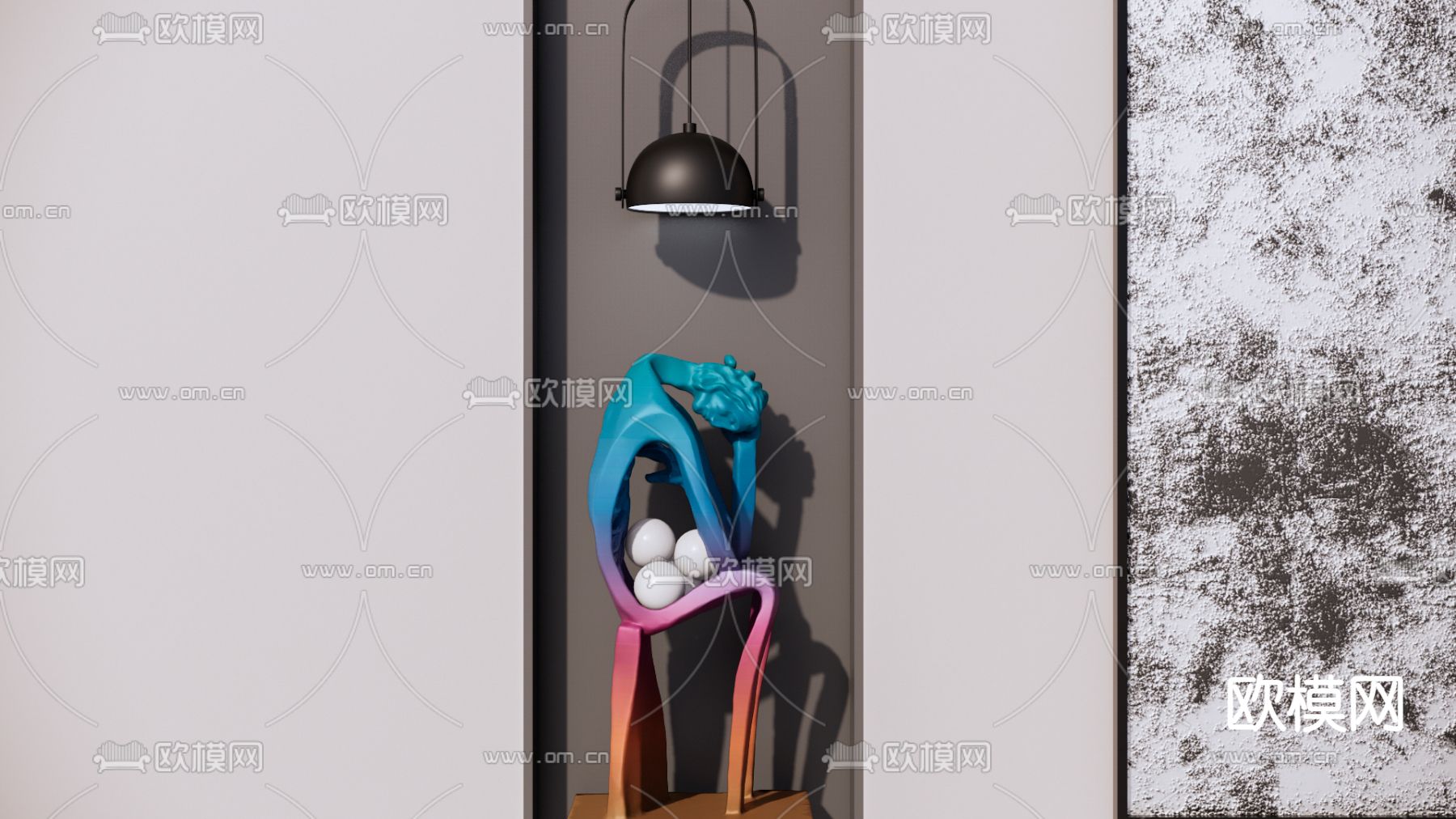 现代雕塑su模型下载（渲染图1）