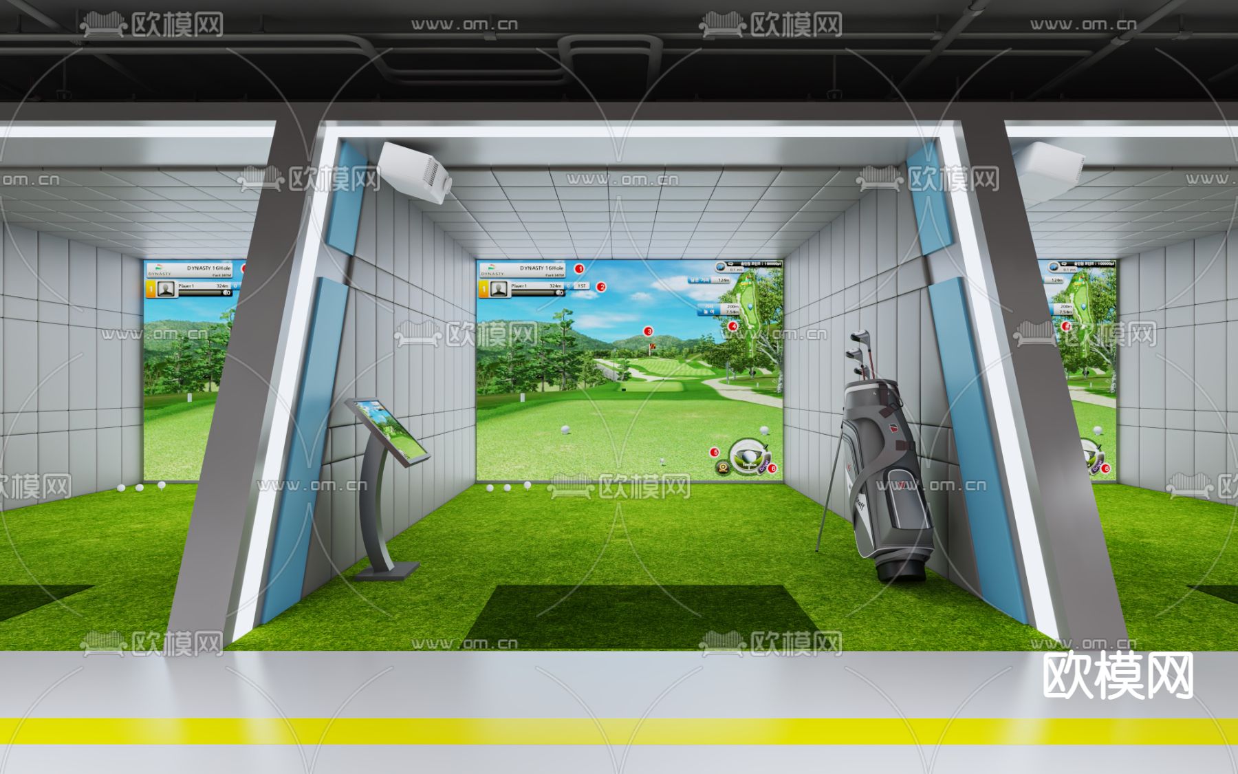 现代虚拟高尔夫游乐场3d模型