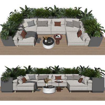  现代户外休闲沙发su模型 
