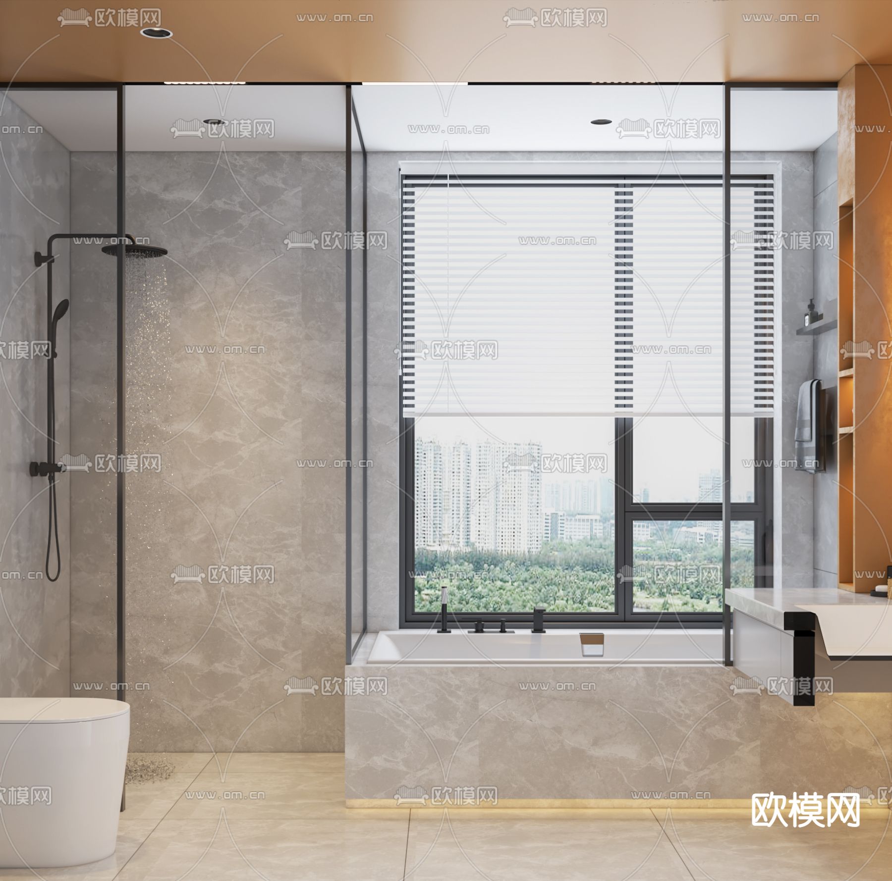 现代卫生间浴室3d模型