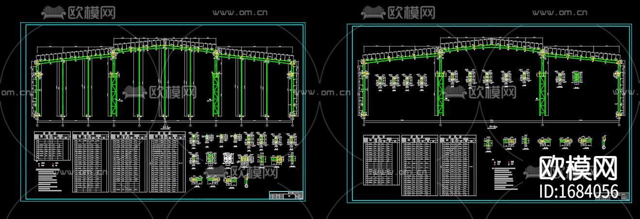 3×24米跨厂房结构设计图下载（渲染图1）