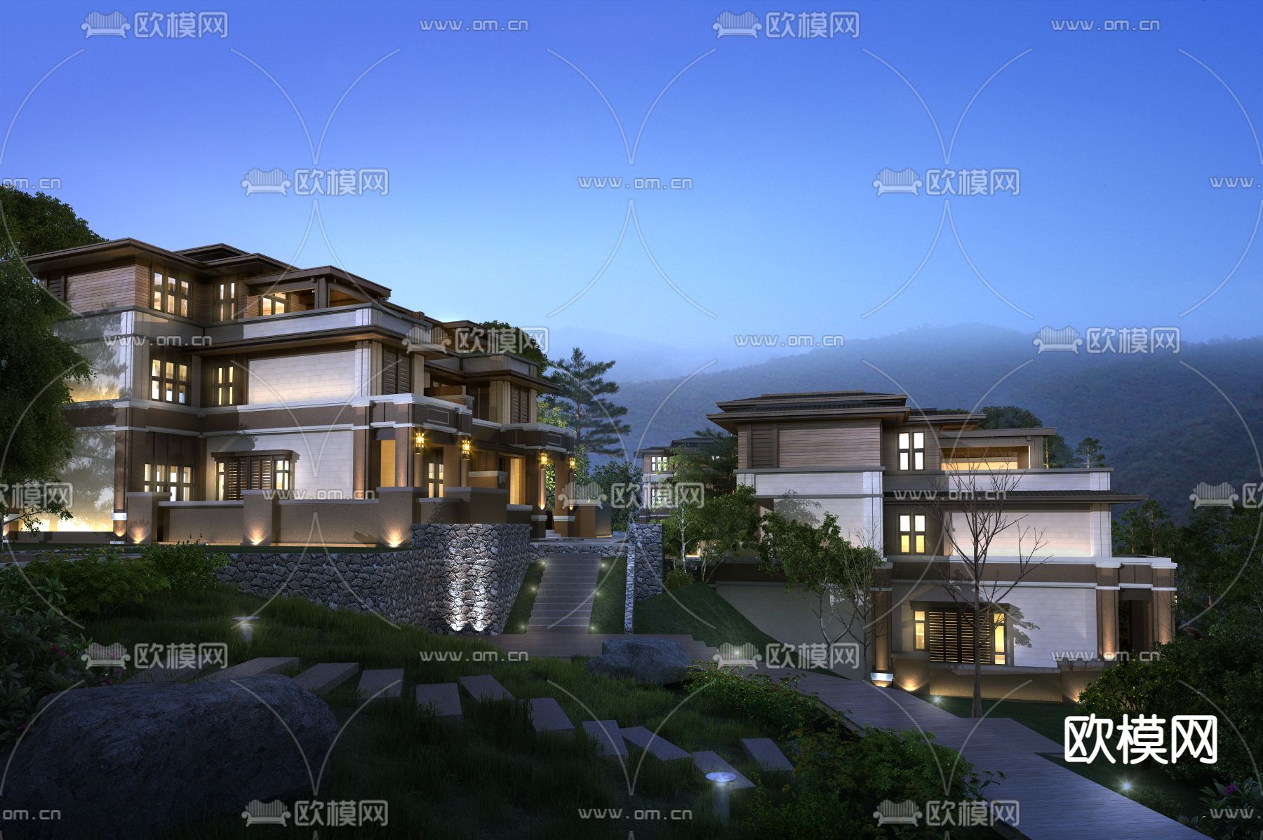 现代别墅外观3d模型