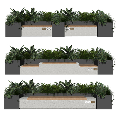  现代户外公用椅su模型 