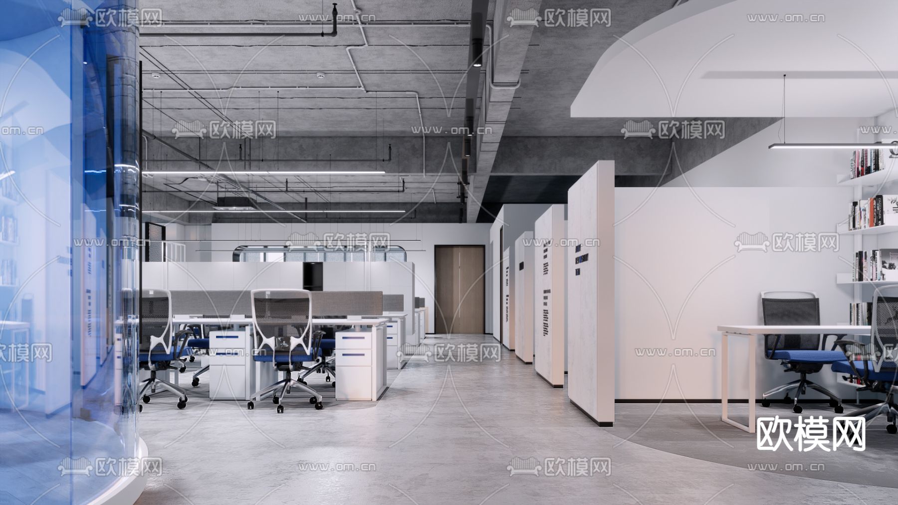 现代办公室会议室su模型下载（渲染图2）