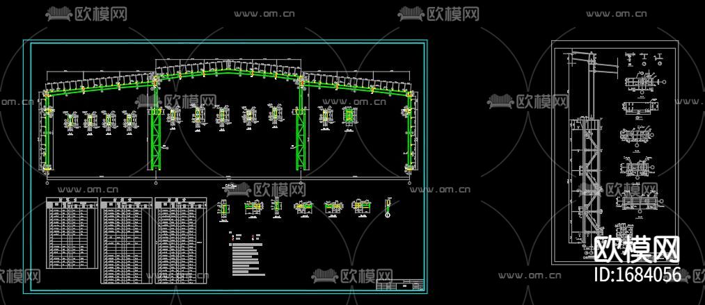 3×24米跨厂房结构设计图下载（渲染图2）