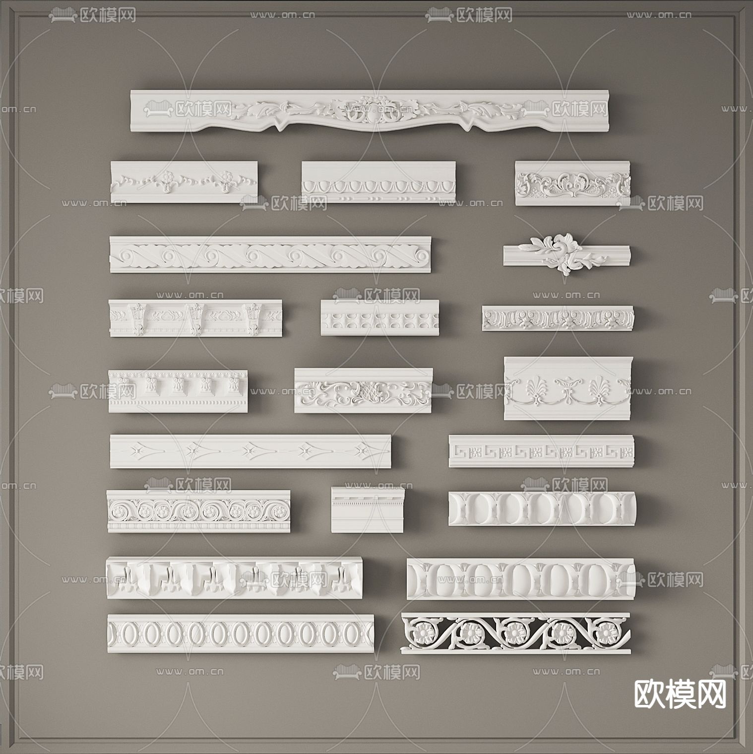 欧式石膏雕花线条3d模型