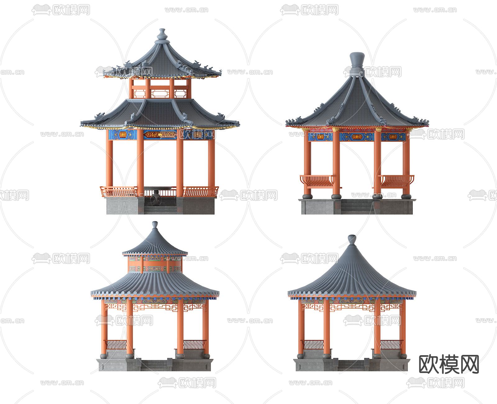 中式古建凉亭3d模型