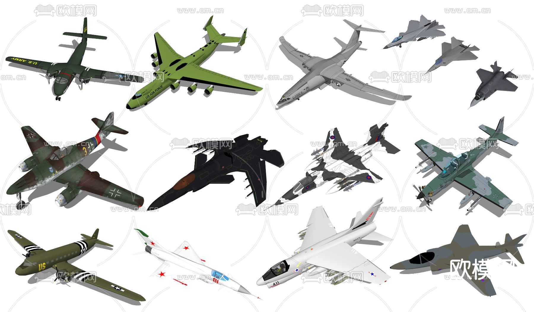 现代运输机战机军事器材su模型下载