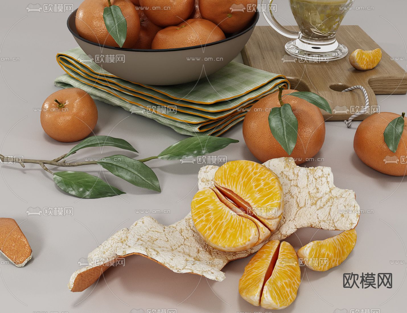 现代水果橘子食物3d模型