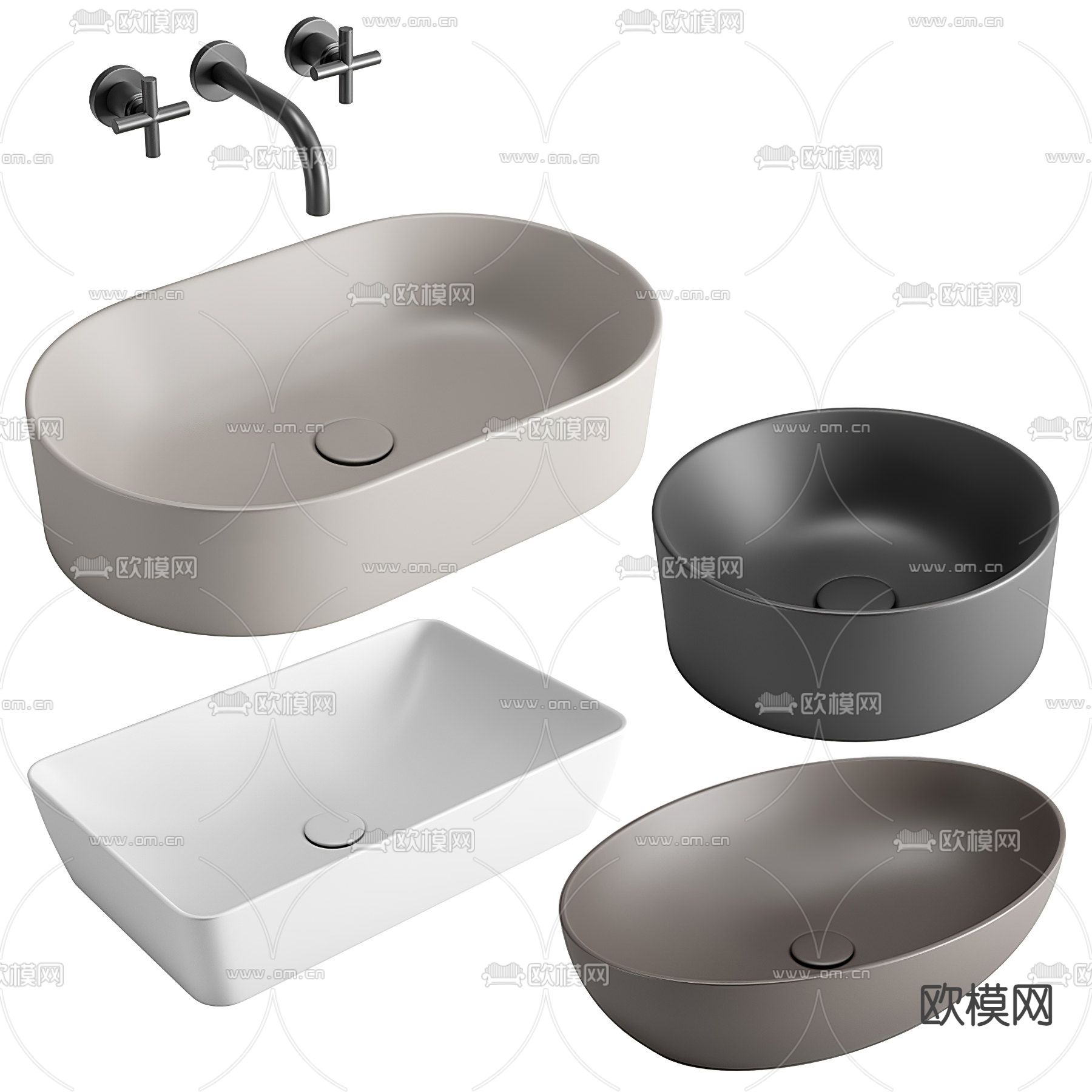 现代洗手盆台盆3d模型