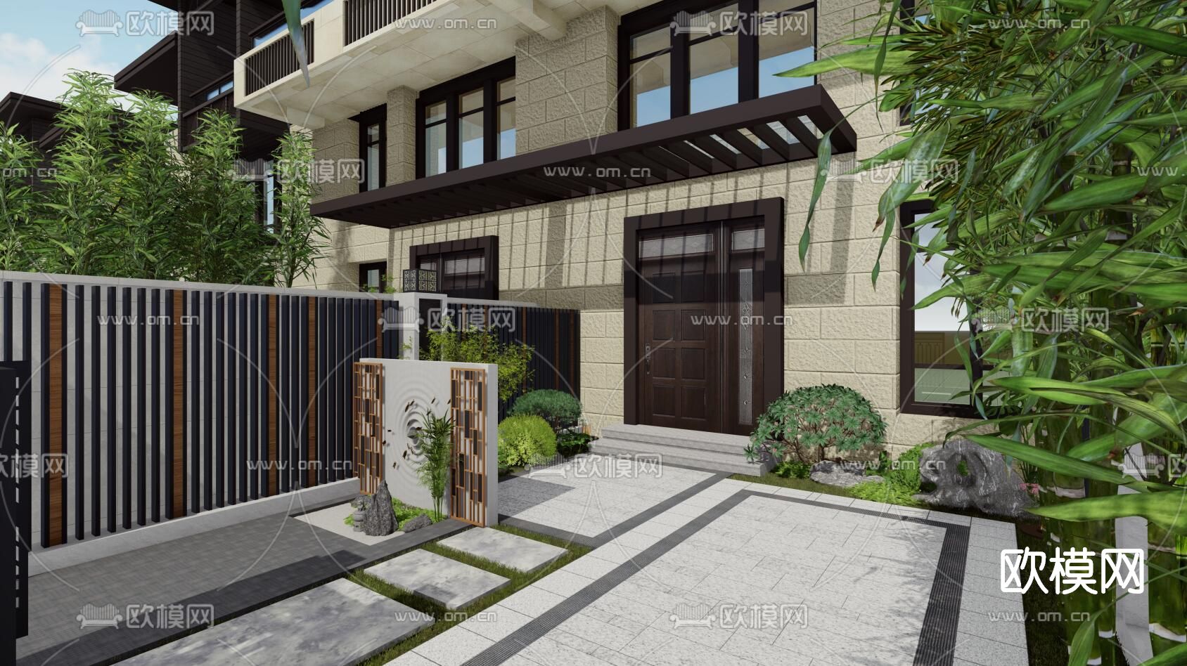现代别墅外观su模型下载（渲染图4）