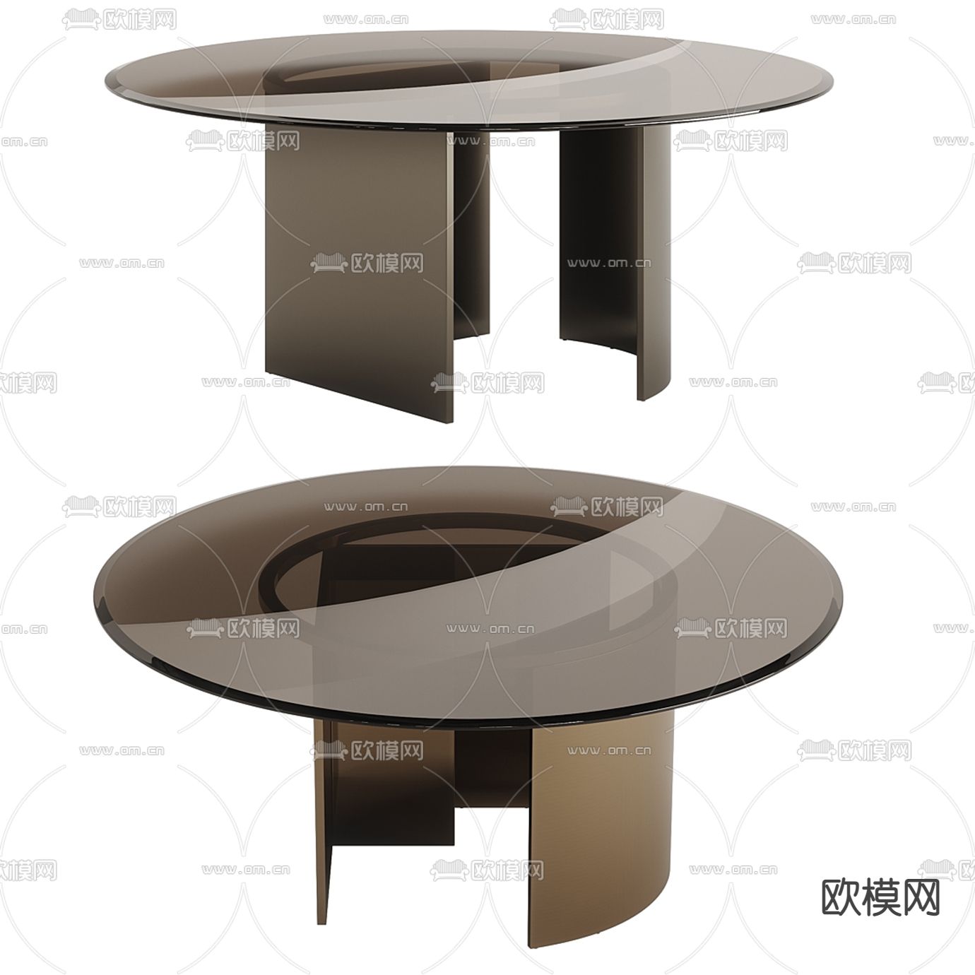 Fendi 现代玻璃圆形餐桌3d模型