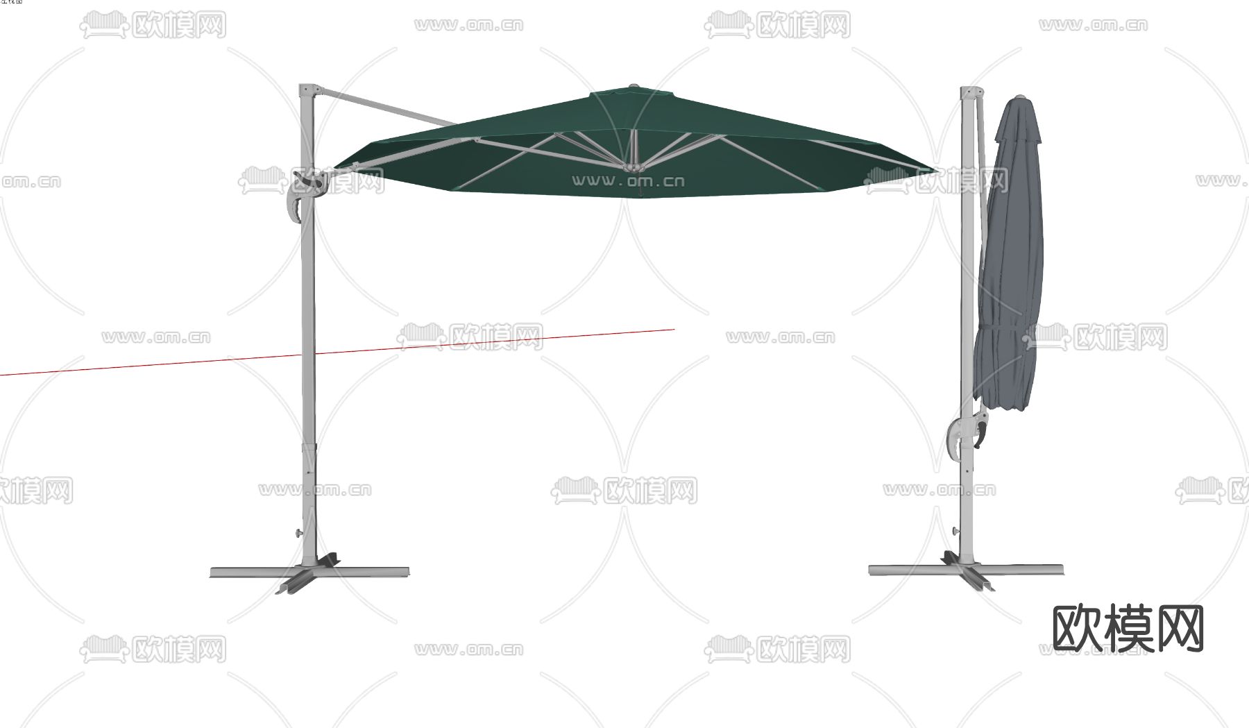 现代户外遮阳伞su模型下载（渲染图2）